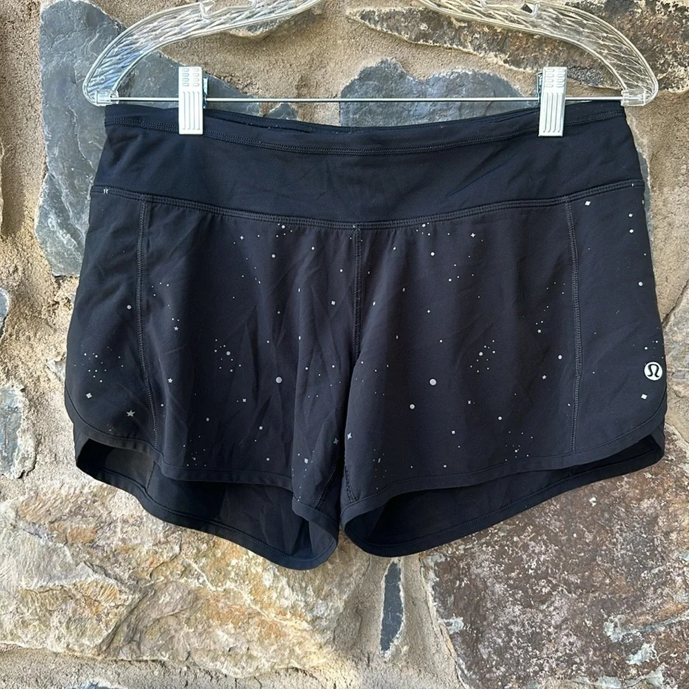 Lululemon Turbo Run Short Twinkle Silver Reflective / Black size 6